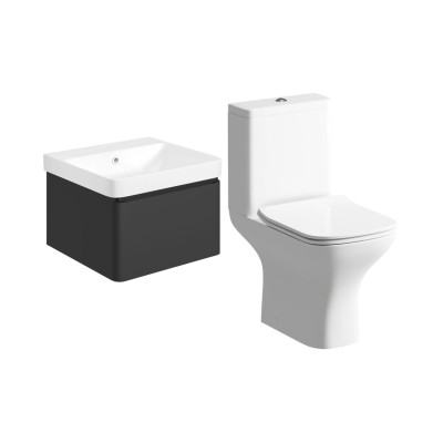 Cosmo 500mm Basin Unit & Rimless Close Coupled WC Pack - Mat