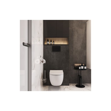 VitrA Loop Round Flush Plate - Matt Black | Wall Hung Frame