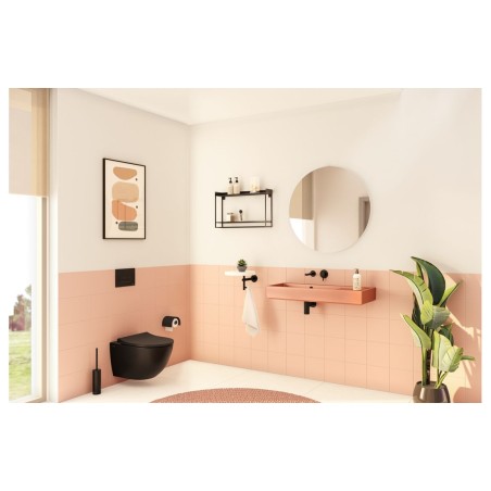 VitrA Loop Round Flush Plate - Matt Black | Wall Hung Frame