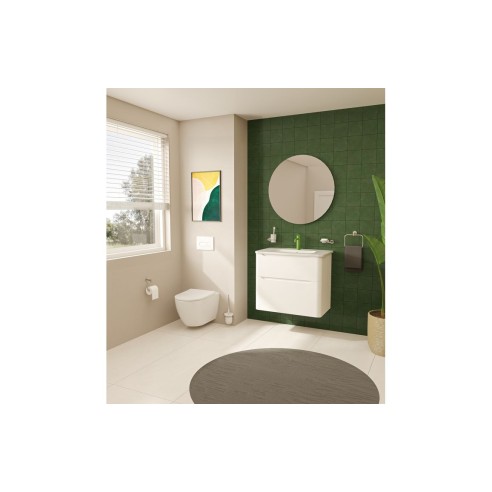 VitrA Loop Round Flush Plate - Gloss White | Wall Hung Frame