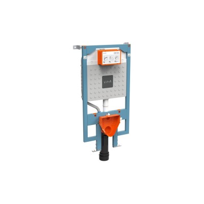 VitrA V-Fix Prime WH WC Frame & 8cm 3/6L Cistern (Floor/Wall 2