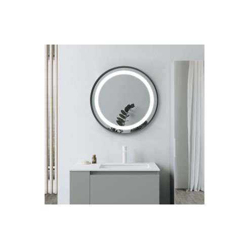 Orinoco 600mm Round Front-Lit LED Mirror - Matt Black | Mirrors | BathroomKing