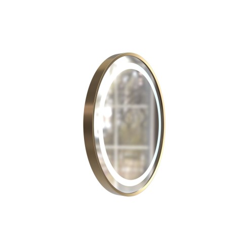 Orinoco 600mm Round Front-Lit LED Mirror - Brushed Brass | Mirrors | BathroomKing