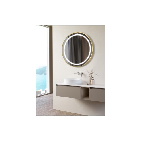 Orinoco 600mm Round Front-Lit LED Mirror - Brushed Brass | Mirrors | BathroomKing