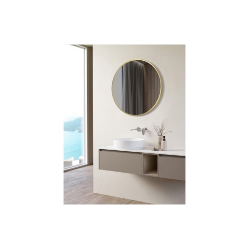 Reka 600mm Round Mirror - Brushed Brass | Mirrors | BathroomKing