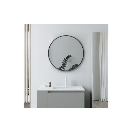 Reka 500mm Round Mirror - Matt Black | Mirrors | BathroomKing
