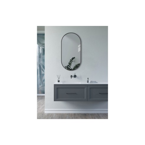 Reka 800x400mm Oblong Mirror - Matt Black | Mirrors | BathroomKing