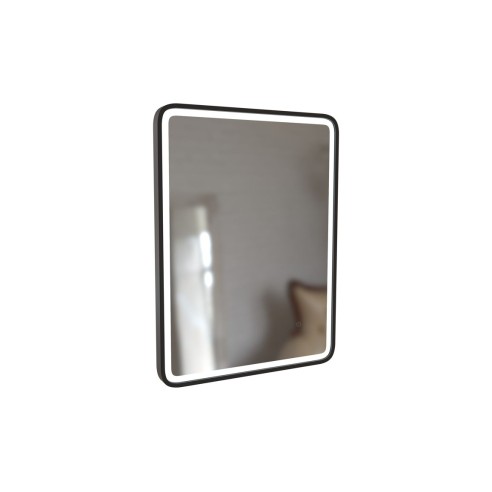 Amazon 600mm Rectangle Front-Lit LED Mirror - Matt Black | Mirrors | BathroomKing