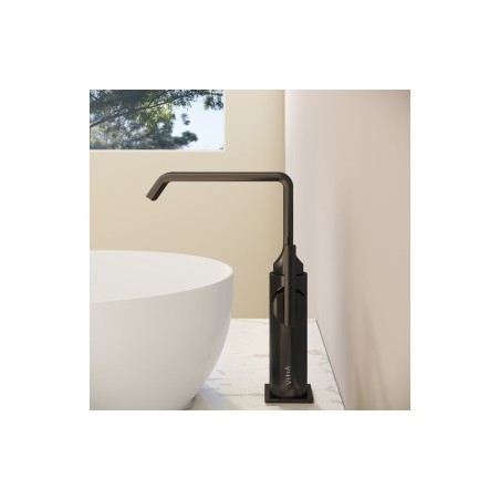 VitrA Suit Tall Basin Mixer (Side Handle) - Gloss Black | Ba