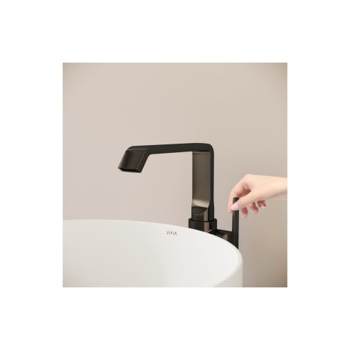 VitrA Suit Tall Basin Mixer (Side Handle) - Gloss Black | Ba