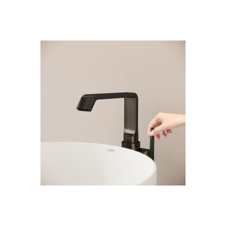 VitrA Suit Tall Basin Mixer (Side Handle) - Gloss Black | Ba
