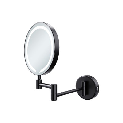 Mekong Round LED Cosmetic Mirror - Black | Mirrors | BathroomKing