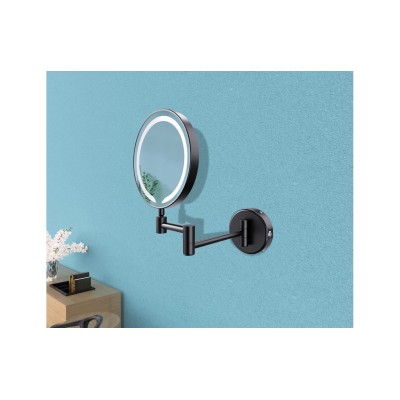 Mekong Round LED Cosmetic Mirror - Black | Mirrors | BathroomKing 2