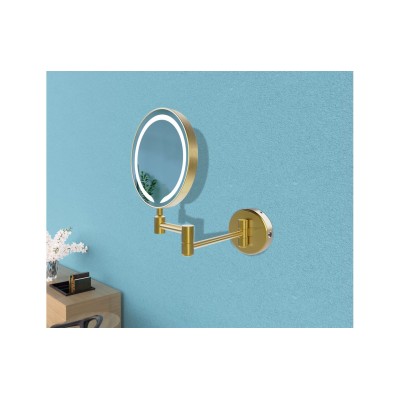 Mekong Round LED Cosmetic Mirror - Brushed Brass | Mirrors | BathroomKing 2