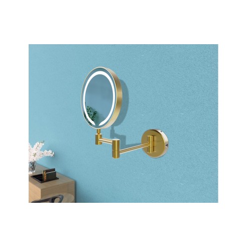 Mekong Round LED Cosmetic Mirror - Brushed Brass | Mirrors | BathroomKing