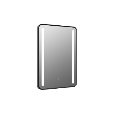 Purus 500x700mm Rounded Front-Lit LED Mirror - Black | Mirrors | BathroomKing