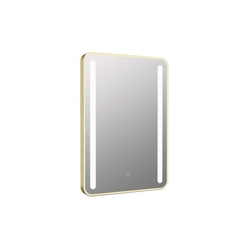 Purus 500x700mm Rounded Front-Lit LED Mirror - Brushed Brass | Mirrors | BathroomKing