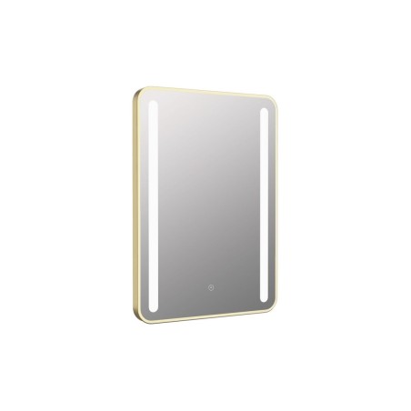 Purus 500x700mm Rounded Front-Lit LED Mirror - Brushed Brass | Mirrors | BathroomKing