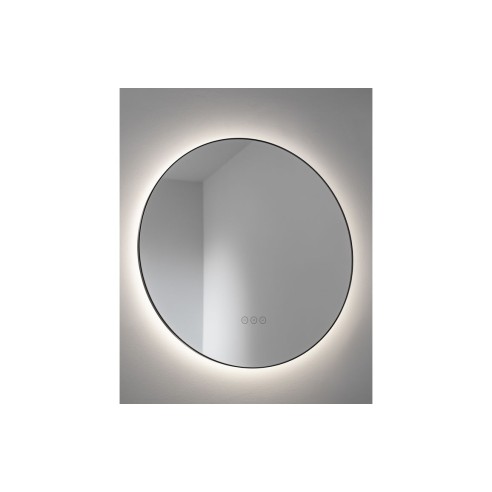 Abode Mayar 600mm Round LED Mirror - Matt Black | Mirrors | BathroomKing