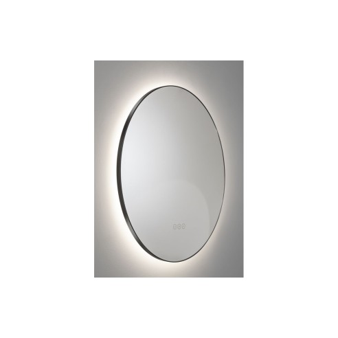 Abode Mayar 600mm Round LED Mirror - Matt Black | Mirrors | BathroomKing