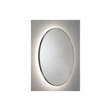 Abode Mayar 600mm Round LED Mirror - Matt Black | Mirrors | BathroomKing