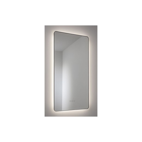 Abode Mayar 450x900mm Tablet LED Mirror - Matt Black | Mirrors | BathroomKing