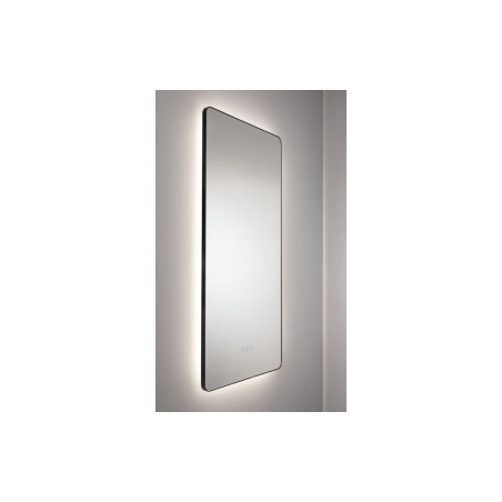 Abode Mayar 450x900mm Tablet LED Mirror - Matt Black | Mirrors | BathroomKing