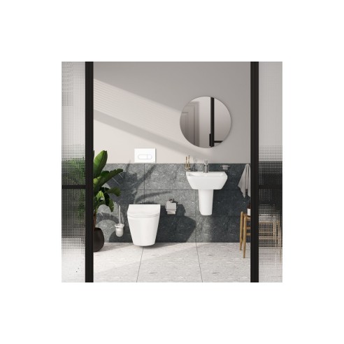 VitrA 595x595mm Round Mirror - Brushed Chrome | Mirrors | BathroomKing