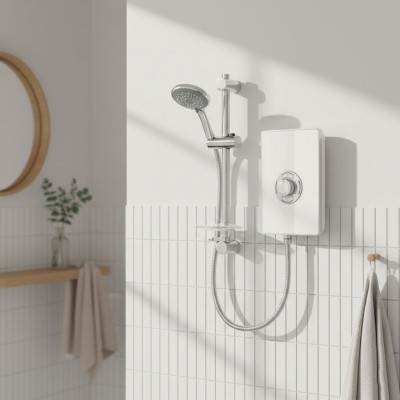 Triton Aspirante 9.5kW Contemporary Electric Shower - White 2