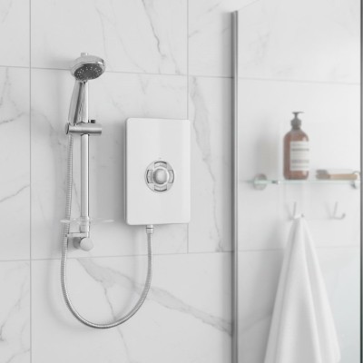 Triton Aspirante 8.5kW Contemporary Electric Shower - White 2