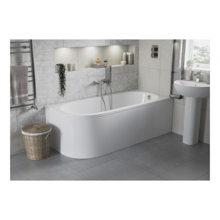 Syracus J Shape 1700x725x600mm 0TH Bath w/Legs (LH) | Baths