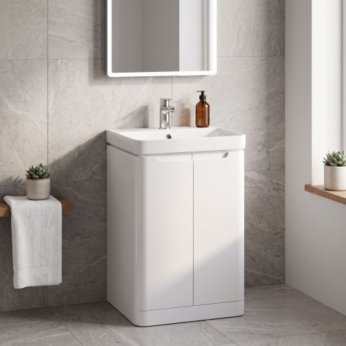 Lagos 500mm Floor Standing Vanity Unit with Basin - White Gloss