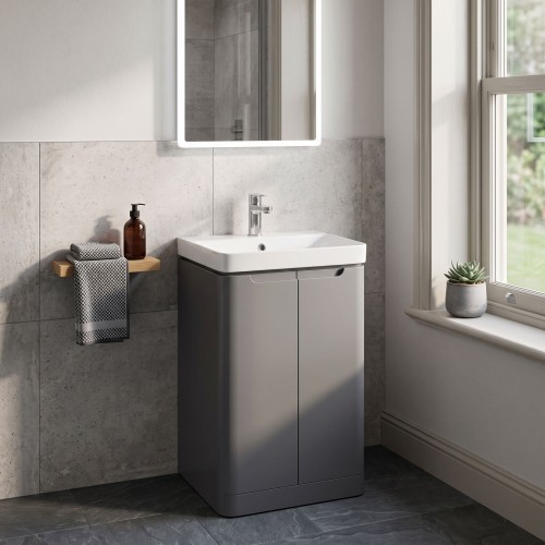 Lagos 500mm Floor Standing Vanity Unit with Basin - Matt Grey 2
