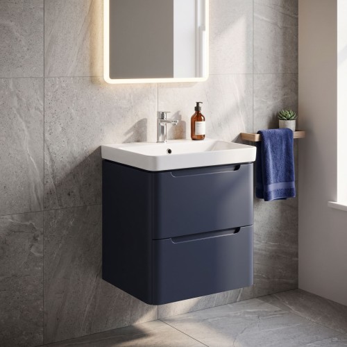 Lagos 500mm 2 Drawer Wall Hung Vanity Unit with Basin - Matt Indi 2