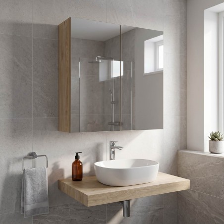 Bau 600mm Mirrored Wall Unit - White Gloss