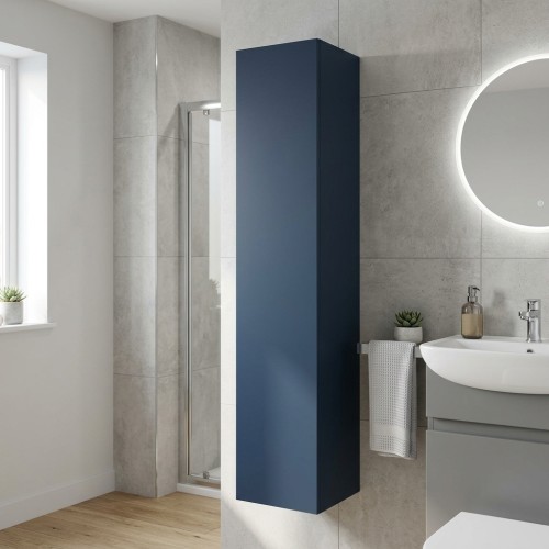 Sintra 350mm Wall Hung 1 Door Tall Unit - Matt Deep Blue 2