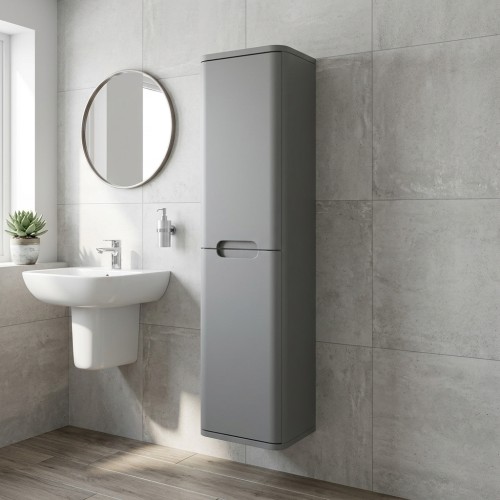 Lagos 350mm 2 Door Wall Hung Tall Unit - Matt Grey 2