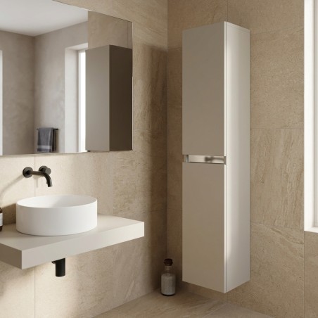 Coviha 300mm 2 Door Wall Hung Tall Unit - Matt Latte - Hero lifestyle image