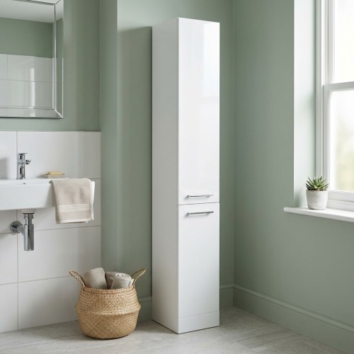 Valbom 350mm 2 Door Tall Unit - White Gloss 2
