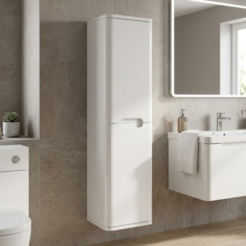 Lagos 350mm 2 Door Wall Hung Tall Unit - White Gloss 2