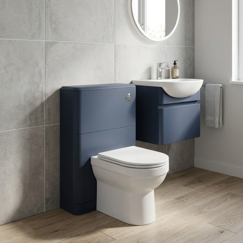 Lagos 550mm Floor Standing WC Unit - Matt Indigo - Context lifestyle image