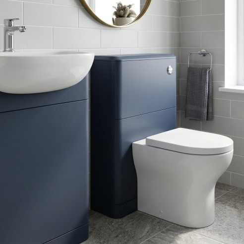 Lagos 550mm Floor Standing WC Unit - Matt Indigo - Detail lifestyle image