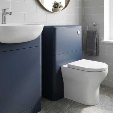 Lagos 550mm Floor Standing WC Unit - Matt Indigo - Detail lifestyle image