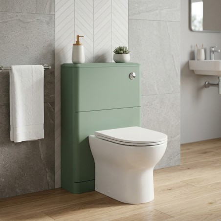 Lagos 550mm Floor Standing WC Unit - Matt Sage Green - Hero lifestyle image