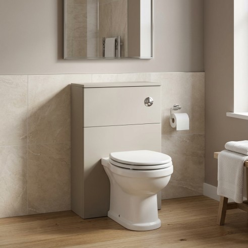 Coviha 600mm Floor Standing WC Unit - Matt Latte - Hero lifestyle image