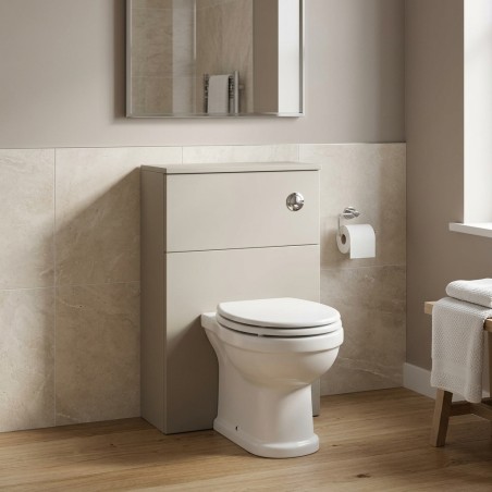 Coviha 600mm Floor Standing WC Unit - Matt Latte - Hero lifestyle image