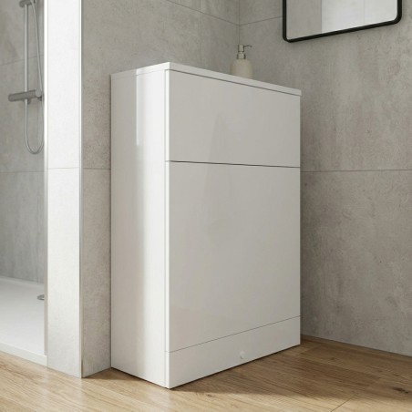 Coviha 600mm Floor Standing WC Unit - White Gloss - Detail lifestyle image