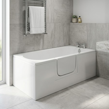 Bari Right Handed Single Ended Straight Bath in contemporary bathroom setting