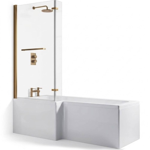 Naples L Shape 1700x850x560mm 0TH Shower Bath Pack (LH) - Br 2