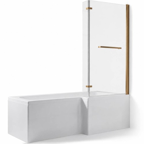Naples L Shape 1700x850x560mm 0TH Shower Bath Pack (RH) - Br